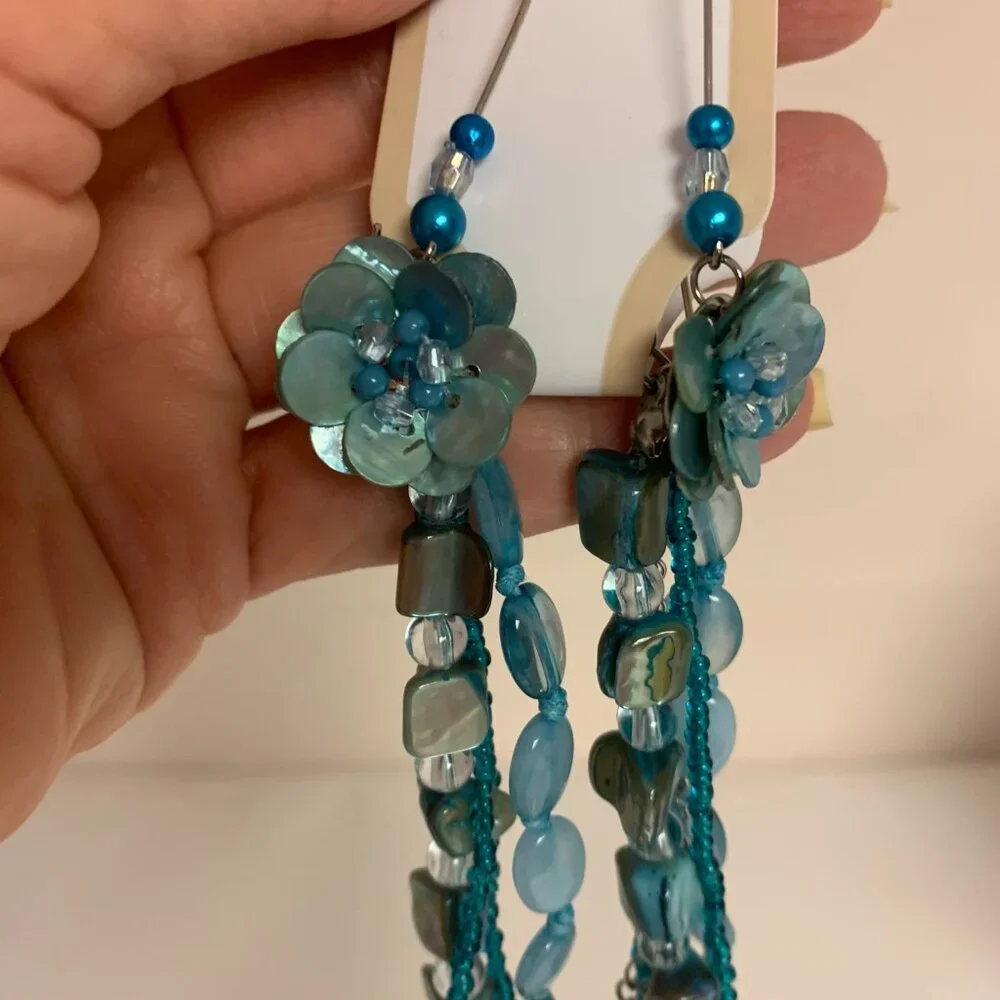 Windsor Necklace set Aqua Shell-like Chocker - Picture 3 of 4